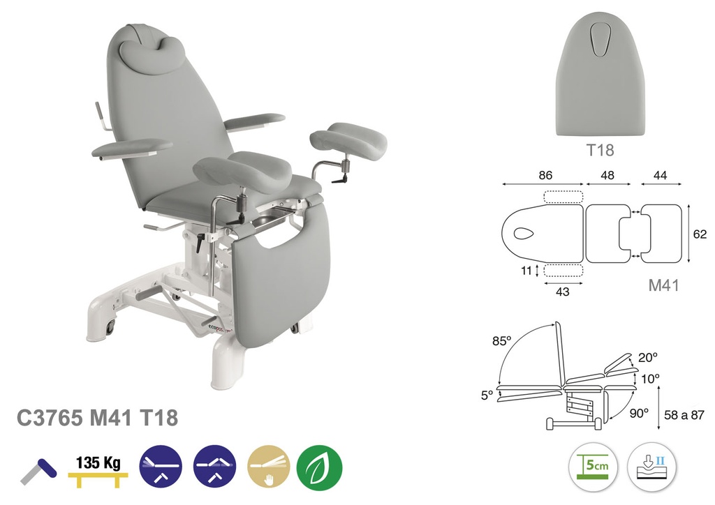 SILLON GINECOLOGIA ELECTRICO 62X182 ECO