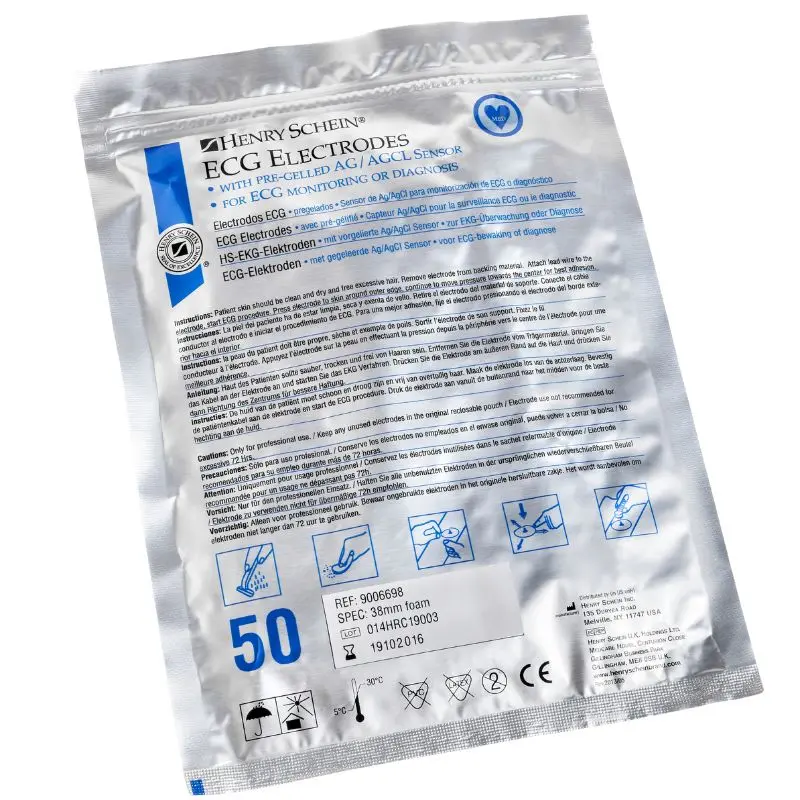 ELECTRODOS DESECHABLES 38mm ECG 50un HENRY SCHEIN