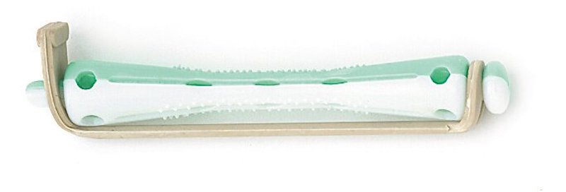 BIGUDIS PLÁSTICO BLANCO/VERDE CORTO 6cm6mm 12u SIN