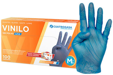 [1199CVINILPET] GUANTES VINILO S/POLVO AZUL T.S  100u (10) CUA
