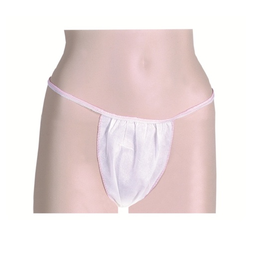 [270060T253I500] TANGA MUJER POLIPR. IND BLANCA RIBETE ROSA 500u.rf.253-I LAD