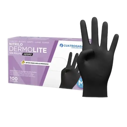 [1199CNITBLDELSP] GUANTES NITRILO S/POLVO NEGRO DERMOLITE T.L 3.5gr (10) CUA