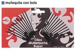 [1106F2719R] CLIP MUÑEQUITA RECTO CON BOLITA (YO-YO) RUBIO 50mm 24u(30)